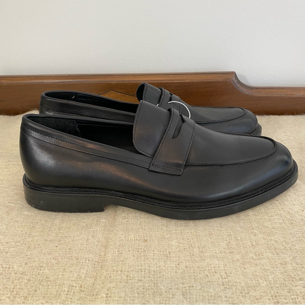 Express Genuine leather slip on loafers in black